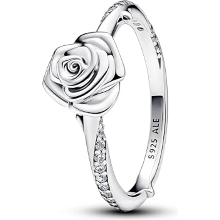 PANDORA Moments Blühende Rose Ring, Sterling Silber mit Zirkonia Steinen, Größe 56, 193215C01-56 – Bild 1