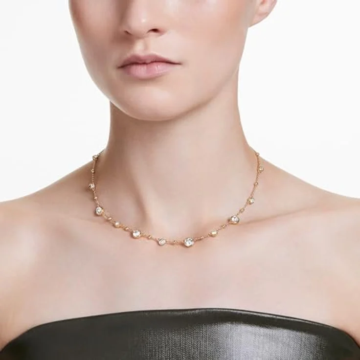 Swarovski Imber Halskette, Weiße, Vergoldete Damenhalskette mit Swarovski Kristallen und Zirconia – Bild 5