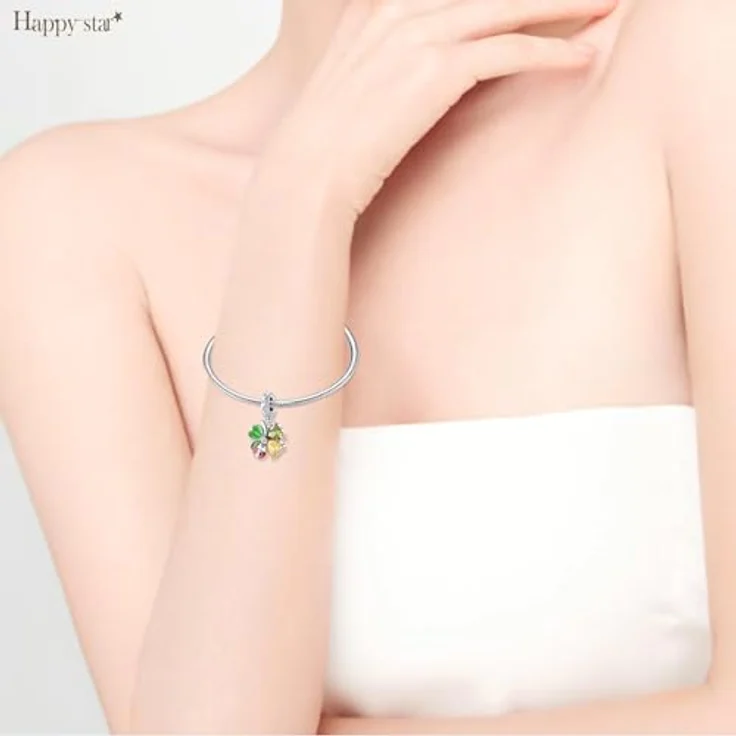 HappyStar 925 Sterling Silber Dangle Charms, I LOVE MOM Bead Anhänger für Pandora Armbänder, inkl. kostenlose Abstandsperle und Geschenktasche – Bild 3