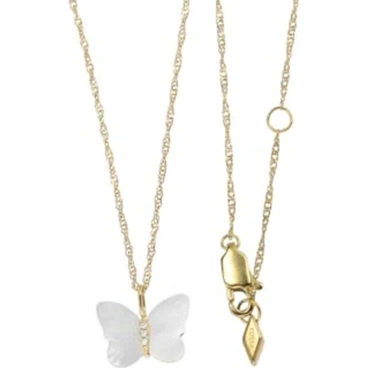 FOSSIL Damen Edelstahl Schmetterlings-Anhänger Halskette, goldfarben mit Karabinerverschluss, poliertes Finish – Bild 3