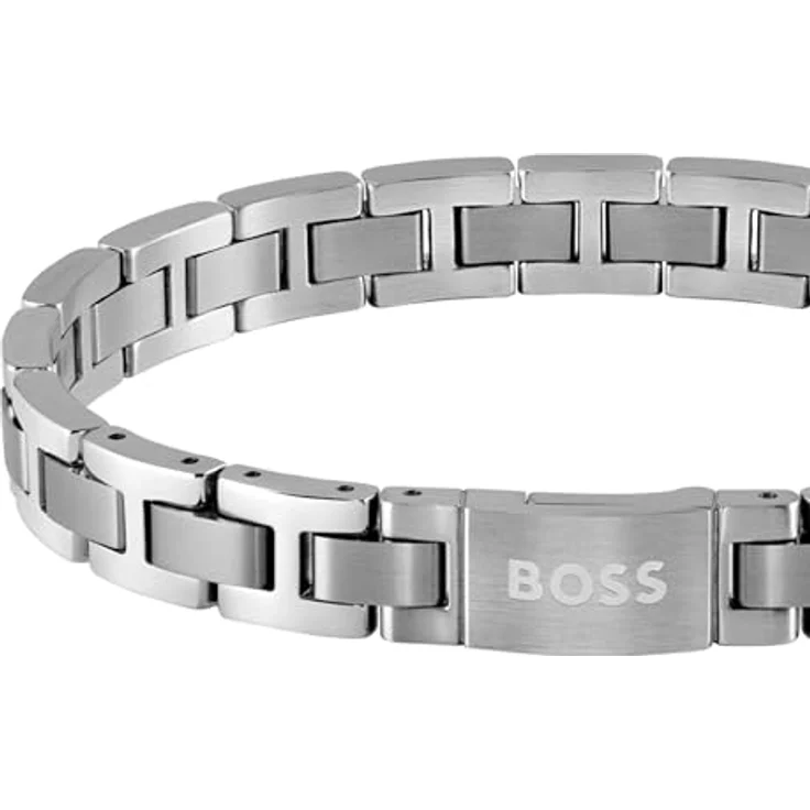 BOSS Jewelry Armband METAL LINK ESSENTIALS, Edelstahl mit Knebelverschluss und graviertem Logo, 21 cm, verstellbar – Bild 2