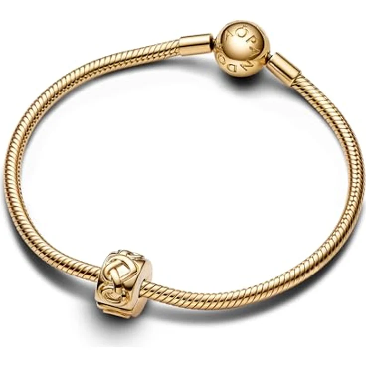 PANDORA Moments Liebesknoten Clip, Sterling Silber mit vergoldeter Metalllegierung und künstlichem Kristall, kompatibel mit Moments Armbändern, 768035C00 – Bild 3