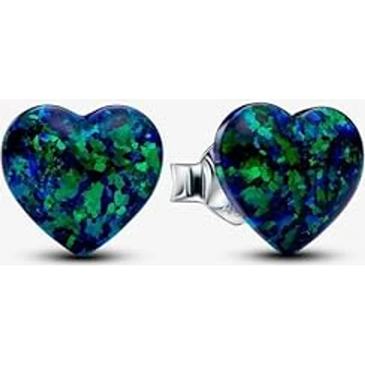 PANDORA Moments Schimmerndes Grünes Herz Ohrringe aus Sterling Silber mit künstlichem Opal, grün-blau – Bild 2