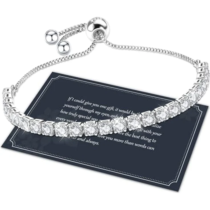 J.Fée Tennisarmband Silber 925, Armband mit AAAAA Zirkonia, verstellbar für Damen, elegantes Geschenk in Geschenkbox – Bild 1