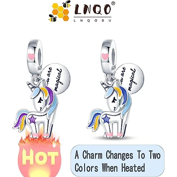 LNQOBU 925 Silber Glow in the Dark Glühwürmchen Charms, Farbwechselndes Chamäleon Bead Charm für Damenarmbänder und Halsketten, inklusive Geschenktüte – Bild 2