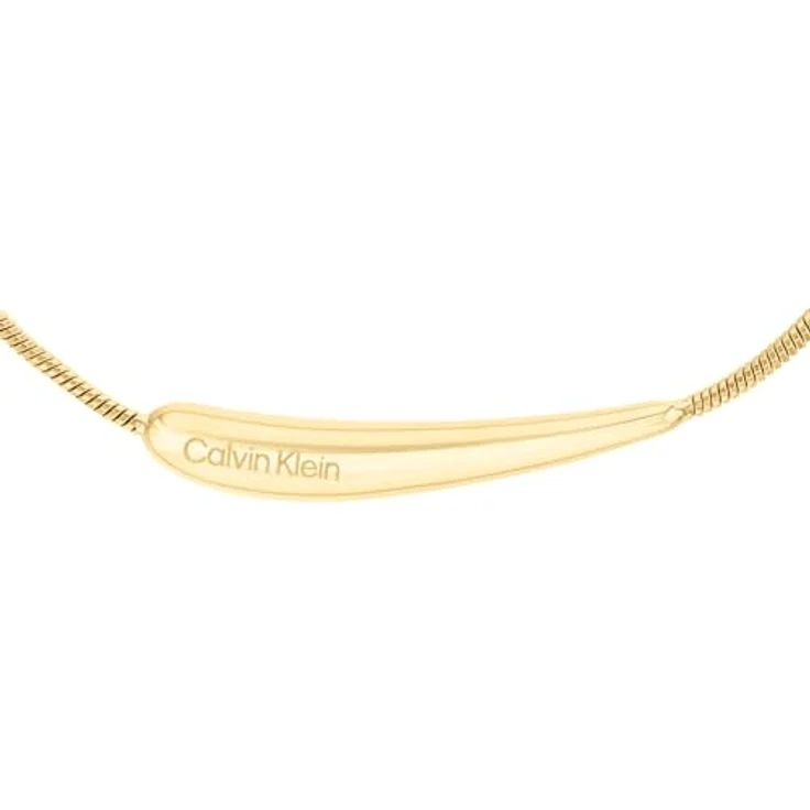 Calvin Klein ELONGATED DROPS Halskette für Damen, Edelstahl mit gelbgoldener IP-Beschichtung, 40,6 cm + 6 cm Verlängerung, graviertes Logo – Bild 2