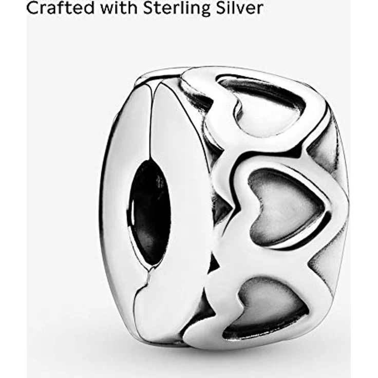 PANDORA Moments Gereihte Herzen Clip, Sterling Silber, 925, poliert, 10,5 x 6 mm – Bild 3