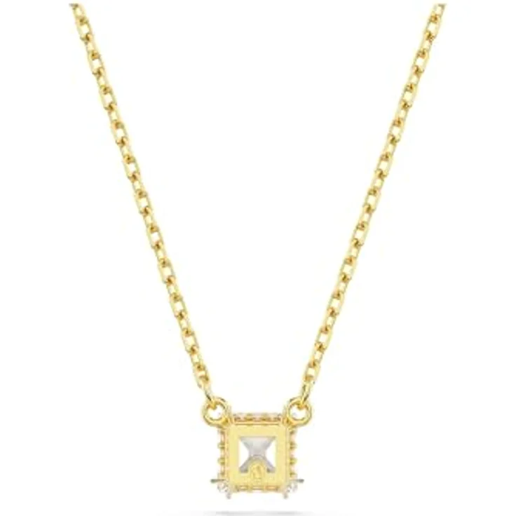 Swarovski Stilla Halskette, Weiße, Vergoldete Damenhalskette mit Quadrat-Cut Swarovski Zirconia und Karabinerverschluss – Bild 4