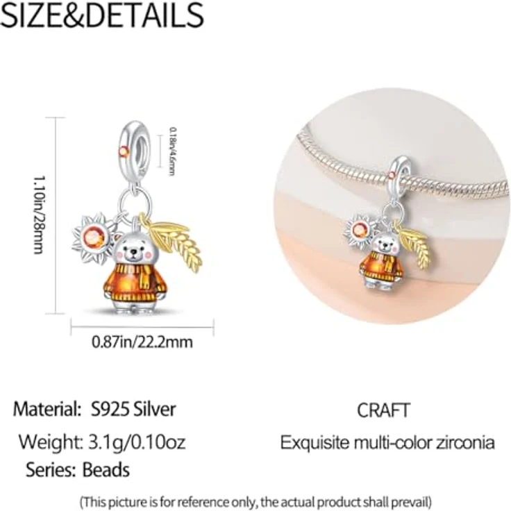 HappyStar 925 Sterling Silber Mom Love You Always Beads Dangle Anhänger mit 5A-Zirkonsteinen, geeignet für Pandora Charms Armbänder, inkl. Isolationsperle und Geschenkbeutel – Bild 3