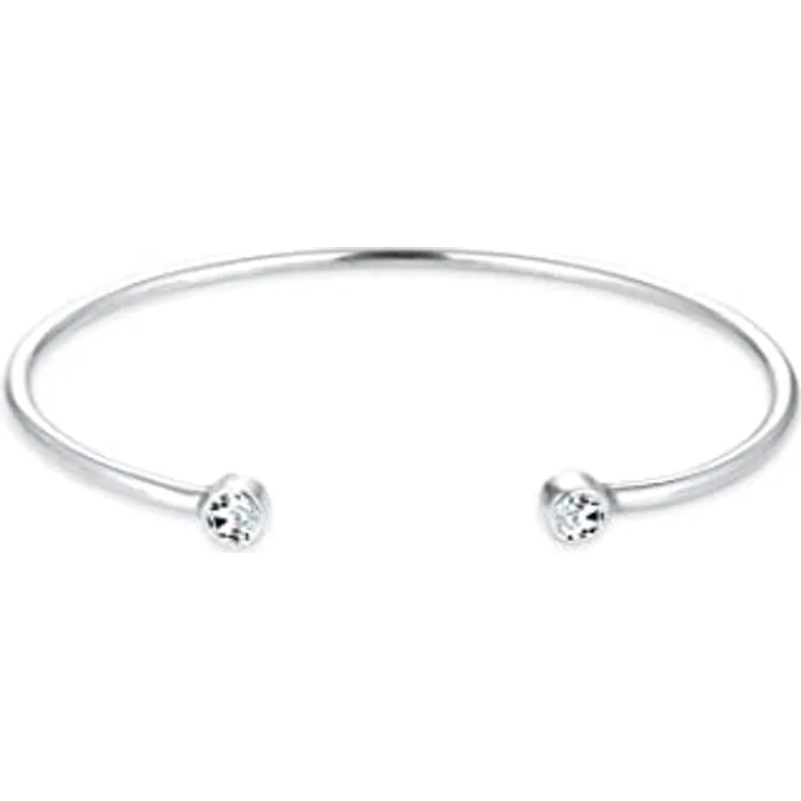 Elli Armreif Weiß 925 Sterling Silver, mit Swarovski® Kristallen, schlichter Armschmuck für moderne Frauen