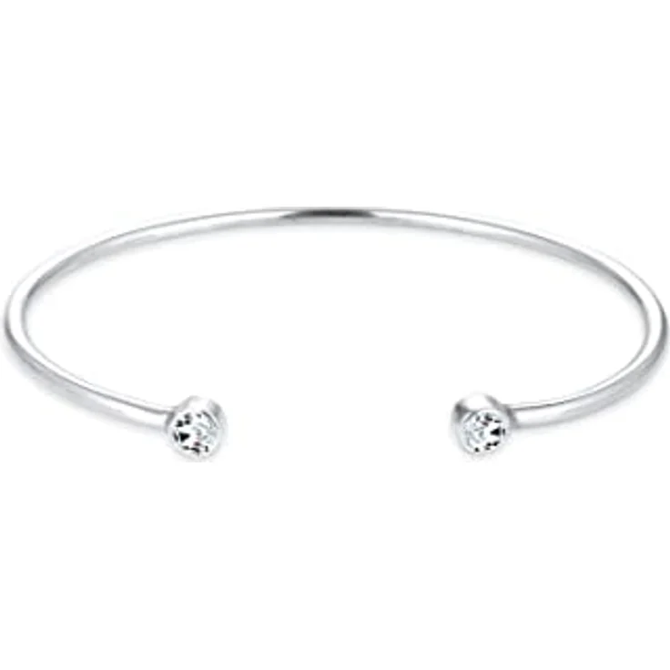 Elli Armreif Weiß 925 Sterling Silver, mit Swarovski® Kristallen, schlichter Armschmuck für moderne Frauen – Bild 1