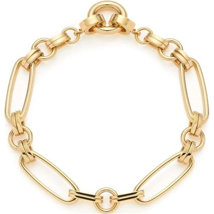 JEWELS BY LEONARDO Armband Clip & Mix Mathilde, goldfarbenes Edelstahlarmband mit Verbindungs-Ring für Charms, 18,5 cm Länge