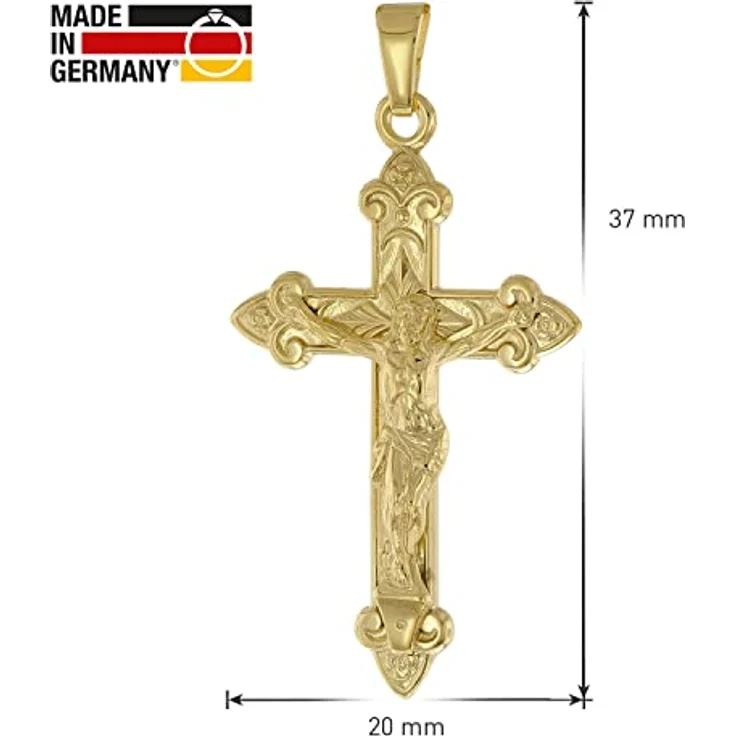 trendor Kreuz Anhänger Kruzifix Gold 333 (8 Kt) für Herren, hochglanzpoliert mit mattierter Rückseite, Größe 30 x 20 mm, elegante Geschenkidee – Bild 4