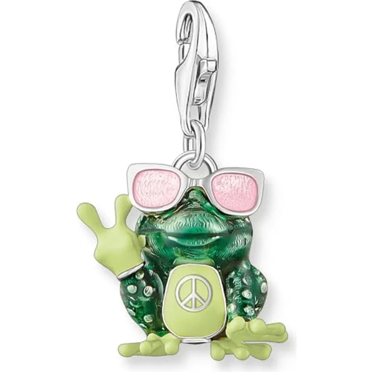 THOMAS SABO Charm-Einhänger Frosch-Optik mit Sonnenbrille in bunt, Zirkonia (synth) und Karabinerverschluss – Bild 1
