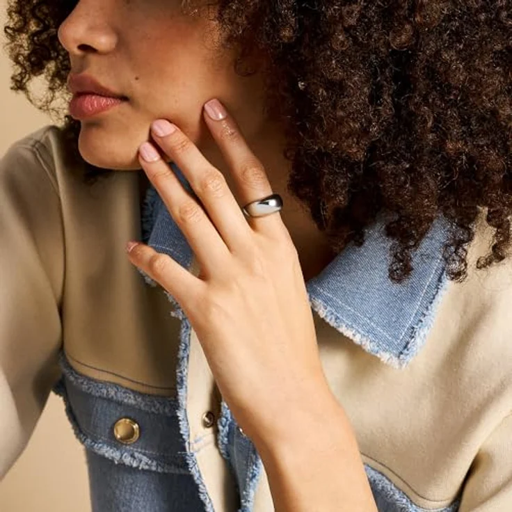 FOSSIL Damen-Edelstahlband Ring, Größe 7, Ankersilber, poliert aus rostfreiem Stahl – Bild 2