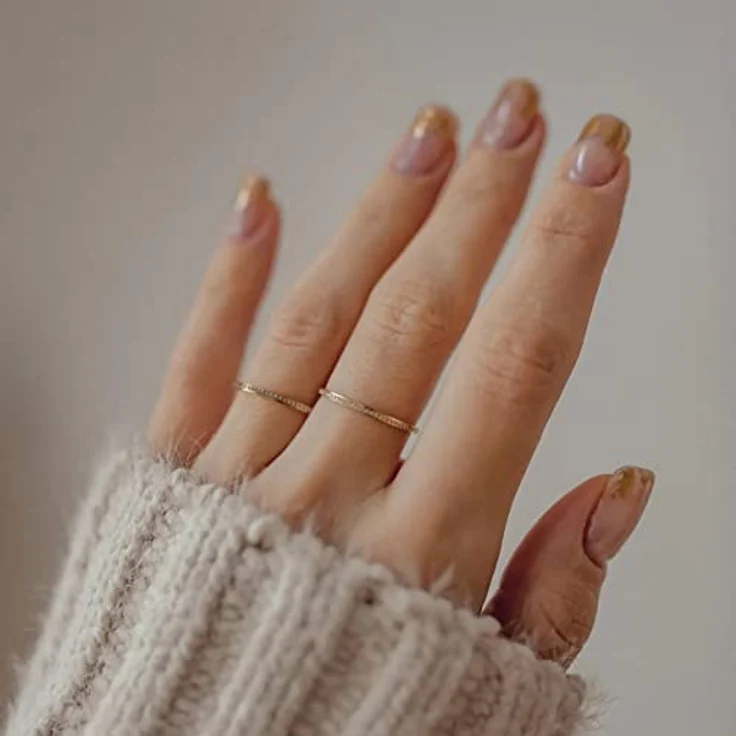 Happiness Boutique Damen Band Ring 18K vergoldet, dünner Stapelring aus Edelstahl mit Zirkonia, in Gold, 4 Größen erhältlich – Bild 4