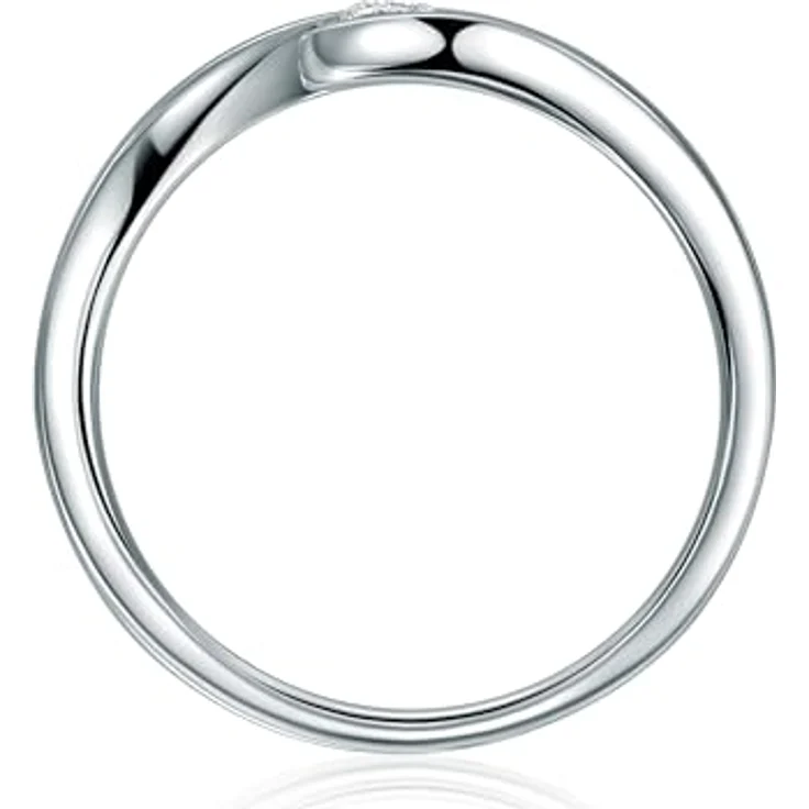 Trilani Damen-Solitärring, Sterling Silber mit weißen Zirkonia im Brillantschliff, gedrehter Spannring, eleganter Verlobungsring, Antragsring, Trauring – Bild 2