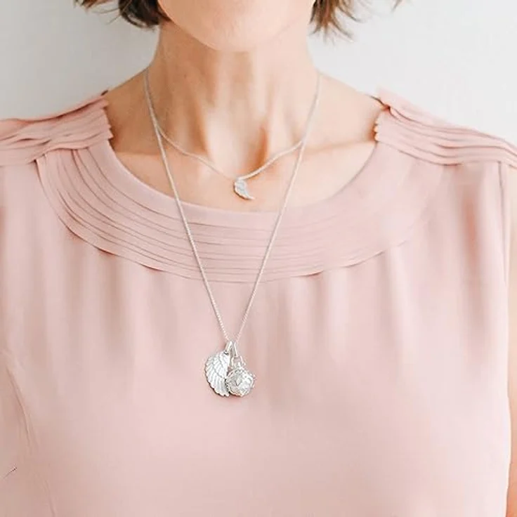 Engelsrufer Damen Anhänger 925 Sterling Silber rhodiniert, filigraner Engelsflügel, nickelfrei, ideal für Kette, mit Geschenkverpackung – Bild 4