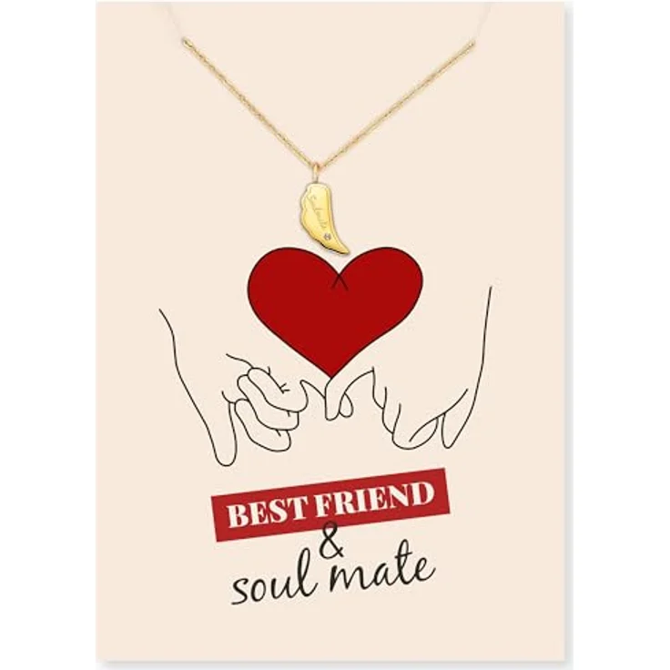 Engelsrufer Grußkarte Soulmate, Halskette Edelstahl Gold mit Engelsflügel & Zirkonia, emotionales Geschenk für beste Freundin oder Partnerin – Bild 3