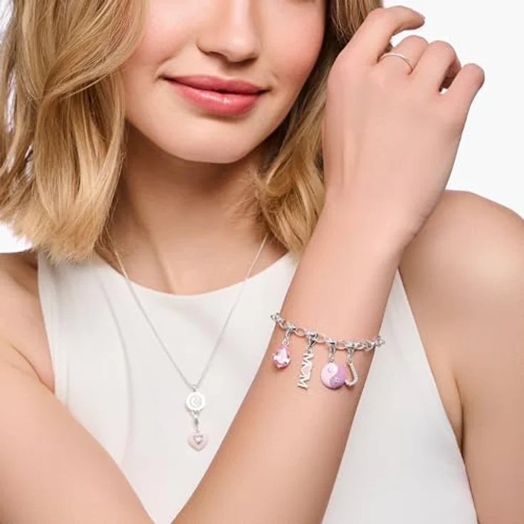 THOMAS SABO Charm-Anhänger Buchstabe J, Silber 925 Sterlingsilber mit weißen Steinen, Charm Club Anhänger mit Karabinerhaken – Bild 2