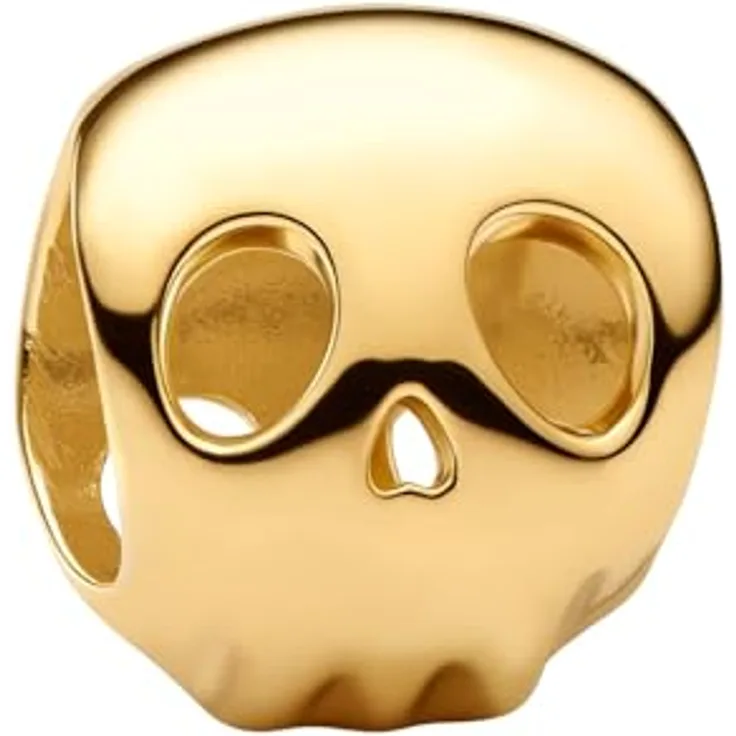 PANDORA Charm Totenkopf Mini 764518C00, goldfarbener Bead mit elegantem Design