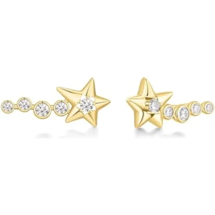 ANIA HAIE MELODIC POET Damen Ohrstecker Sparkling Meteor, 925 Sterling Silber 14k vergoldet, 10 Zirkonia, 20mm, inkl. Geschenkverpackung