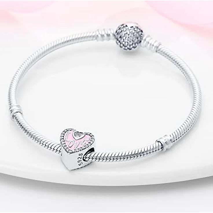 TINSLO Charm Anhänger Damen 925 Sterling Silber mit Zirkonia-Steinen, kompatibel mit Pandora Armband und Halskette, für europäische Armbänder – Bild 3