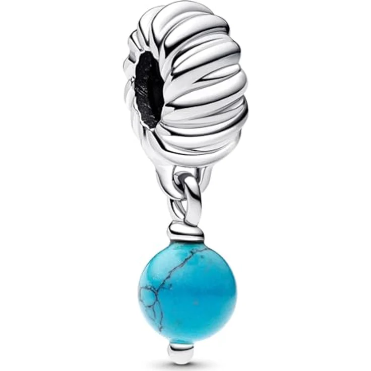 PANDORA Moments Charm-Anhänger, türkisfarbener Schmuck aus Sterling Silber, kompatibel mit Moments Kollektion, 793901C01 – Bild 1
