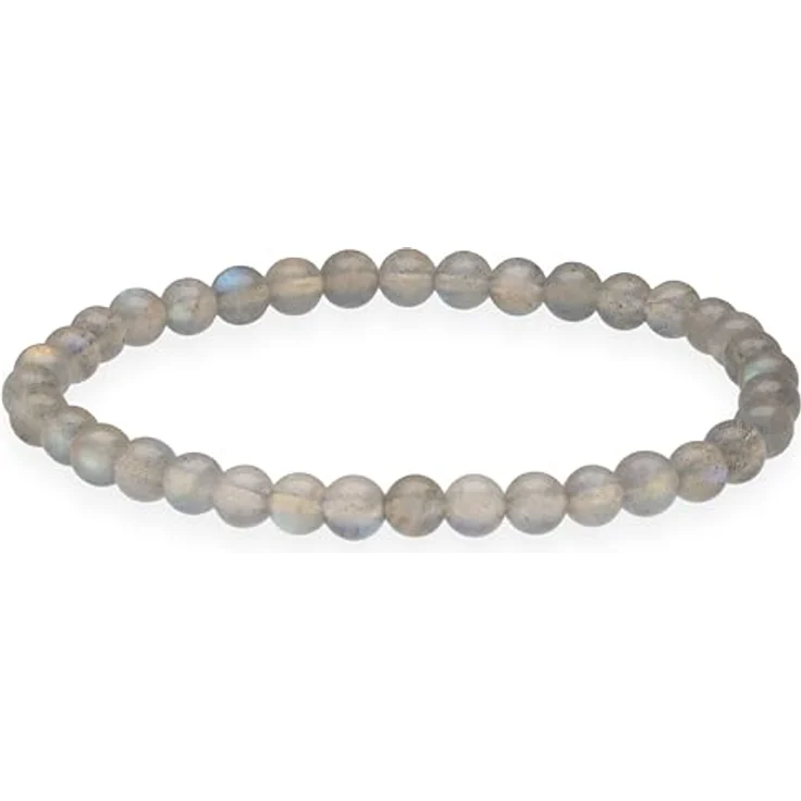 Lebensquelle Plus Labradorit Kugelarmband 6 mm, Edelsteinarmband für Damen und Herren, dehnbares Band, inklusive Edelsteinkarte – Bild 1