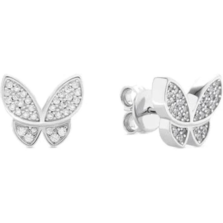 JETTE Damen-Ohrstecker 925er Silber mit recyceltem Zirkonia, One Size – Bild 1