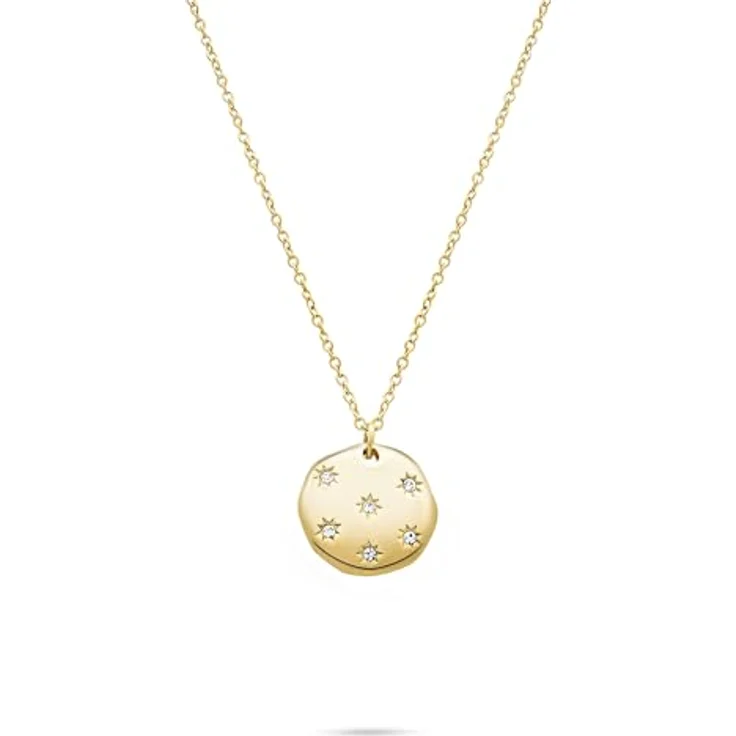 Tamaris TJ-0646-N-45, Damen Halskette aus Edelstahl in IP Gold mit Plättchenanhänger und Zirkoniasteinen, 45 cm – Bild 1
