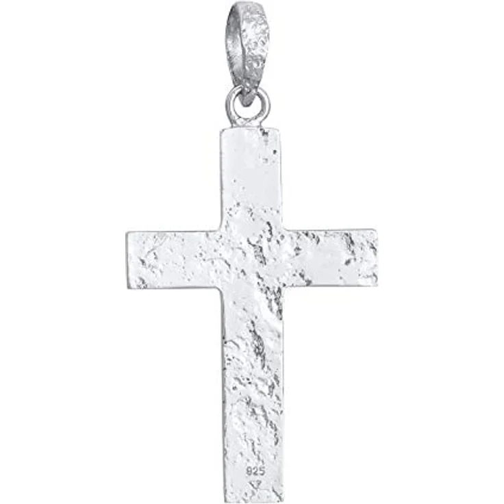 Kuzzoi Silber Kreuz Anhänger, handgefertigt aus 925er Sterling Silber, Hammerschlag Design, 54 mm hoch, für Herren Halsketten – Bild 2