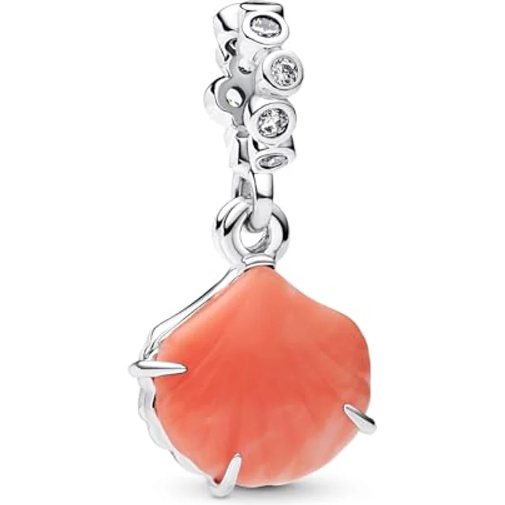 PANDORA Moments Korallenrote Muschel Doppelter Charm-Anhänger aus Sterling Silber, Kompatibel mit ME und Moments Kollektion, 793821C01 – Bild 1