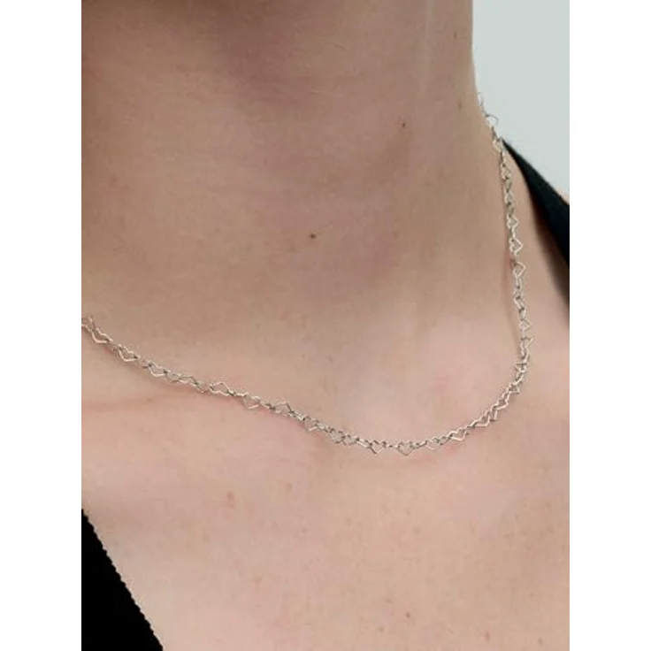 Pandora Moments Halskette ohne Anhänger, Silber 925 mit verbundenen Herzen, 45 cm, verstellbar auf 38 und 42 cm, Karabiner-Verschluss – Bild 2