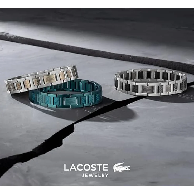 Lacoste Metropole Gliederarmband für Herren, Edelstahl mit khaki-plattiertem Stahl, 190 mm, H-Link-Design, sicherer Klappverschluss – Bild 5