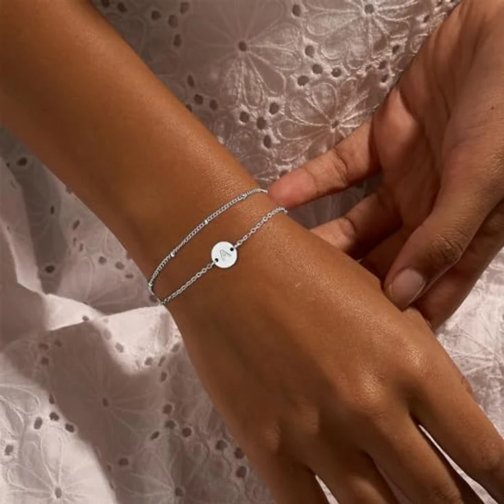 TINGN Buchstaben Armband Silber, verstellbares Gliederkette mit personalisierten Initialen, ideal für Damen und Mädchen, Geschenk für Valentinstag, Muttertag und Geburtstagsfeiern – Bild 5