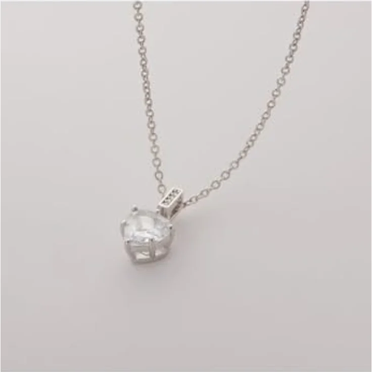 JETTE Damen-Halskette, 925er recyceltes Silber mit Herz-Zirkonia, rhodiniert, One Size – Bild 3