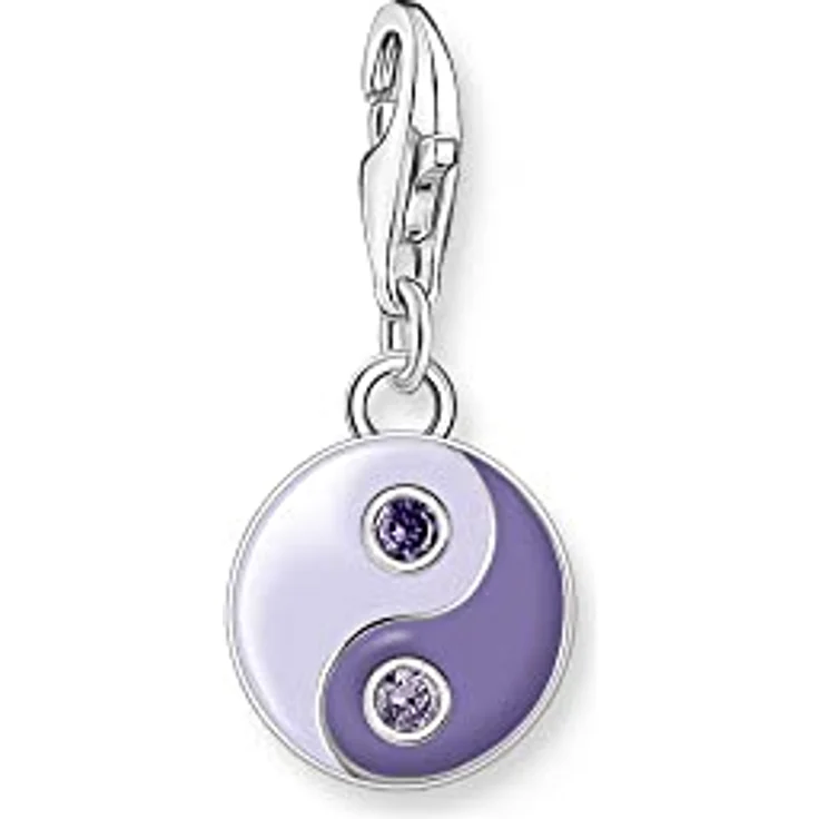 THOMAS SABO Charm-Anhänger Yin & Yang, 925er Sterlingsilber mit violettgetönten Zirkoniasteinen, 23 x 10 mm, 1918-041-13 – Bild 1