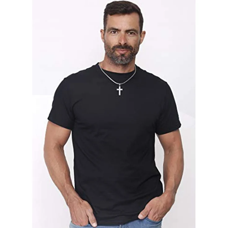 Kuzzoi Silber Kreuz Anhänger, handgefertigt aus 925er Sterling Silber, Hammerschlag Design, 54 mm hoch, für Herren Halsketten – Bild 3