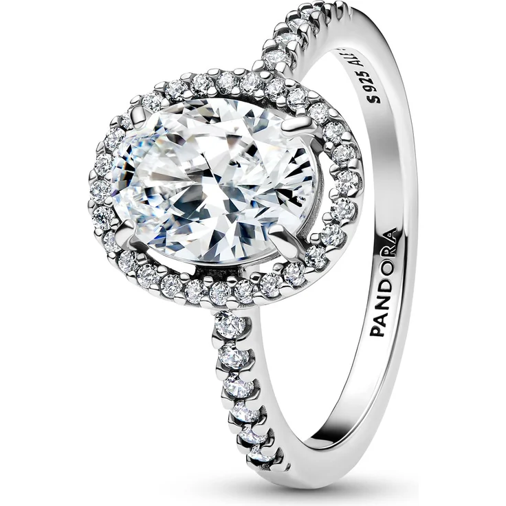Pandora 193777C01 Damen-Silberring, ovaler Funkelnder Heiligenschein aus 925 Sterlingsilber mit Zirkonia, Breite Ringkopf 12 mm – Bild 1