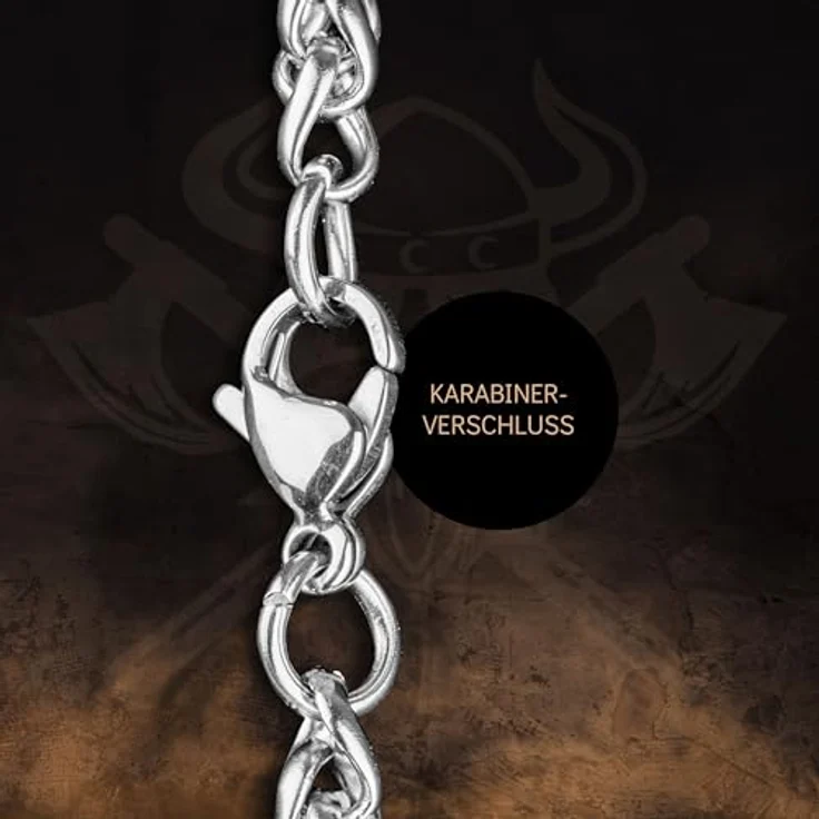 VIKING CRAFT Fenrir + Vegvisir Halskette aus Edelstahl, zweiseitig, 60cm, Wikinger Schmuck mit Wolf Amulett und Kompass, ideal als Geschenk für Männer, LARP Deko – Bild 5