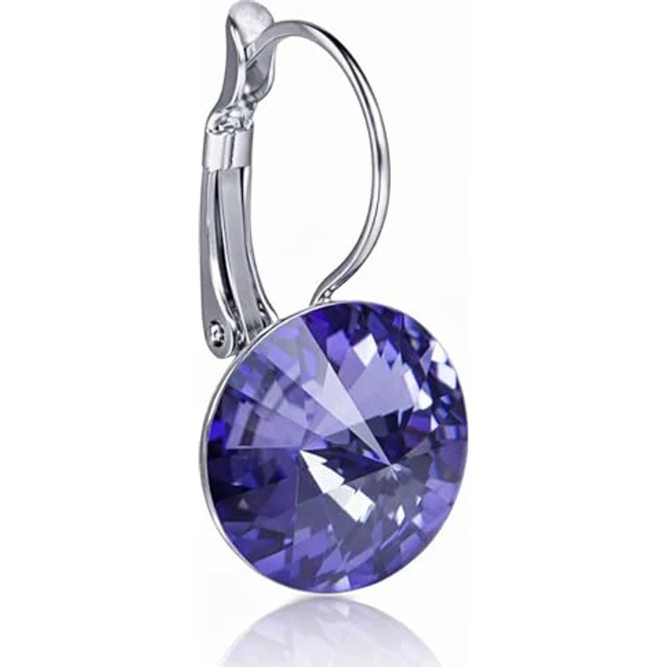 Trachtenland LUISIA Ohrringe Rivoli - 14 mm Premium Kristalle in Tanzanite/Lila mit nickelfreier Metallfassung und Geschenkkästchen – Bild 2