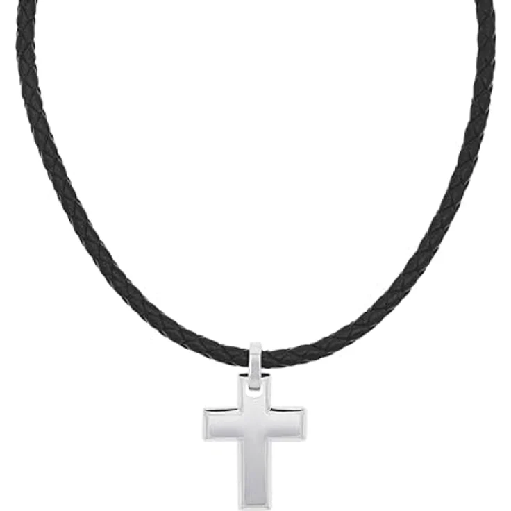 Tom Tailor Herren-Halskette mit Kreuz-Anhänger, Edelstahl, 47+5 cm, silber, langlebig, Geschenkidee – Bild 1