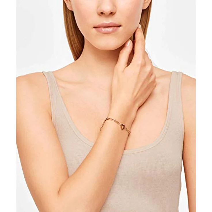 LIEBESKIND Berlin Herzarmband, Damen-Handkette aus goldvergoldetem Edelstahl, zeitloses Design – Bild 3