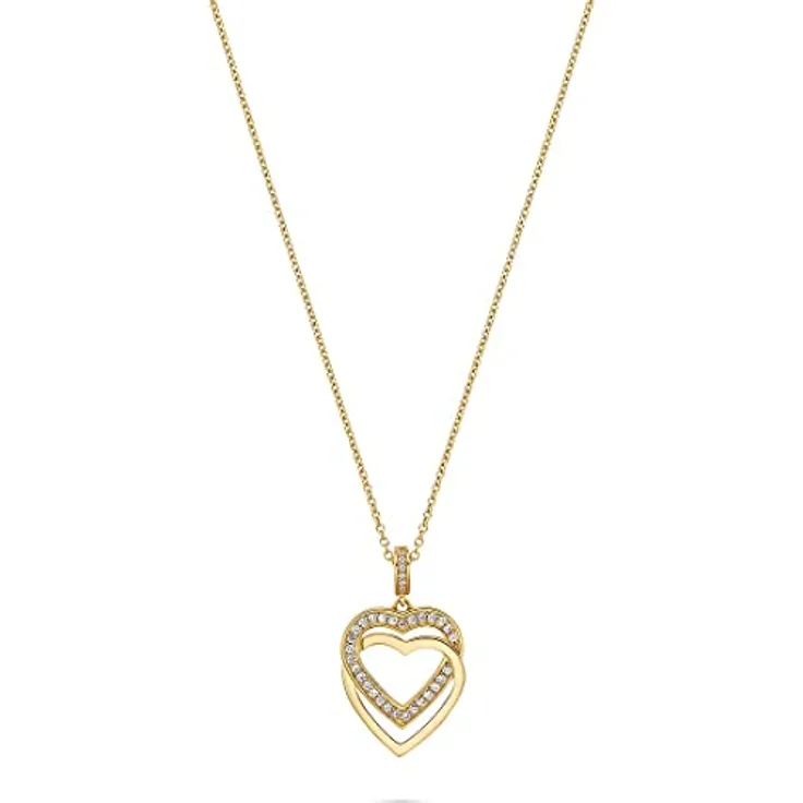 JETTE Damen-Halskette 925er Silber, Gelbgold, 39 Zirkonia, 45 cm mit Verlängerung