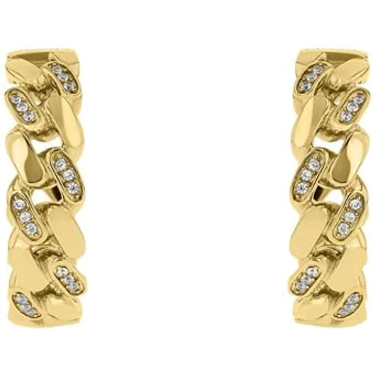 JOOP! Creolen Damen Ohrschmuck, Silber, Edelstahl mit Zirkonia-Steinen, 25 mm, in Schmuck Geschenk Box – Bild 3