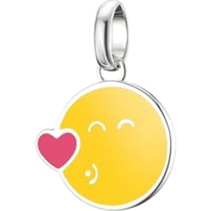 Diademita Silber-Anhänger mit SMILEYWORLD® Kuss-Charm, verspielter Design mit Herz-Akzent, Gelb und Silber/Rosé – Bild 2