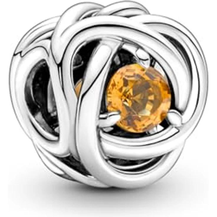 PANDORA November Geburtsstein Ewigkeitskreis Charm, honigfarbener Kristall, Sterling-Silber, 790065C04 – Bild 1