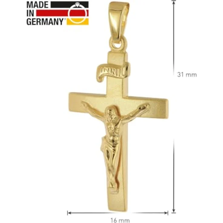 trendor Kettenanhänger Kreuz, 925 Silber vergoldet, seidenmatt, 24 mm, Made in Germany – Bild 5