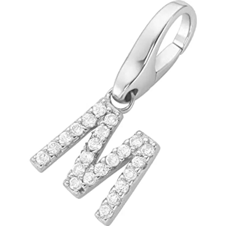 GIORGIO MARTELLO MILANO Charm Buchstabe M, Zirkonia Steine, 925 Silber, rhodiniert, Clipöse